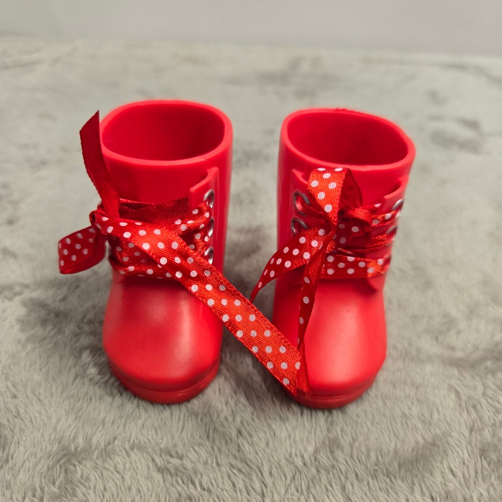 Our Generation by Battat Red Doll Boots with Polka Dot Ribbon Laces 18 Inch Doll